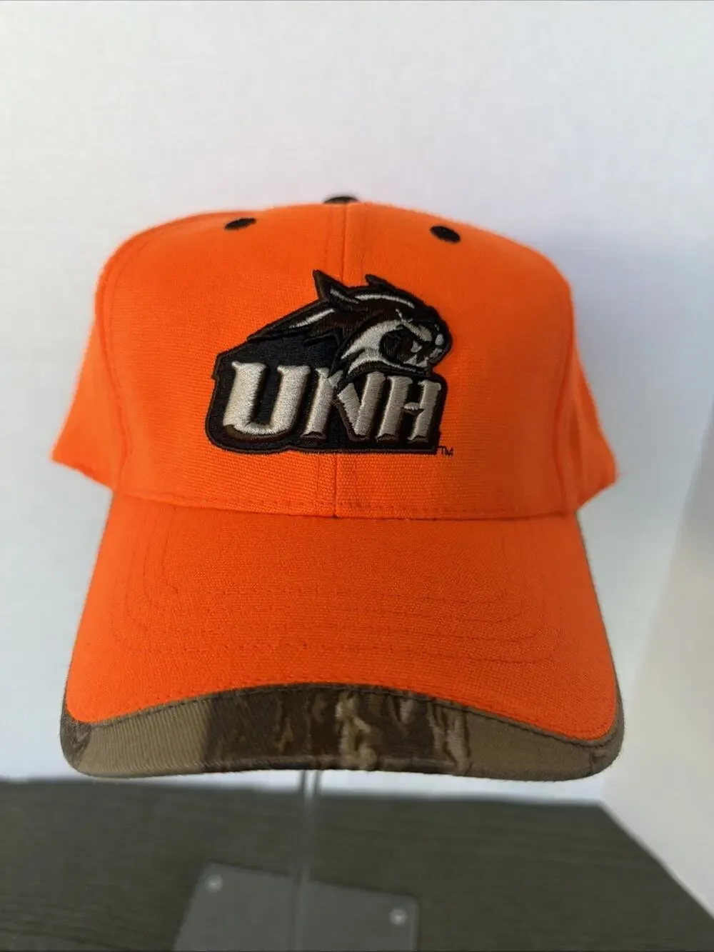Vintage University of New Hampshire Hunter Orange Adjustable Hat Camo Late 90's